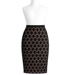 Vince Camuto Black Lace Overlay Lined Midi Pencil Skirt - Size L